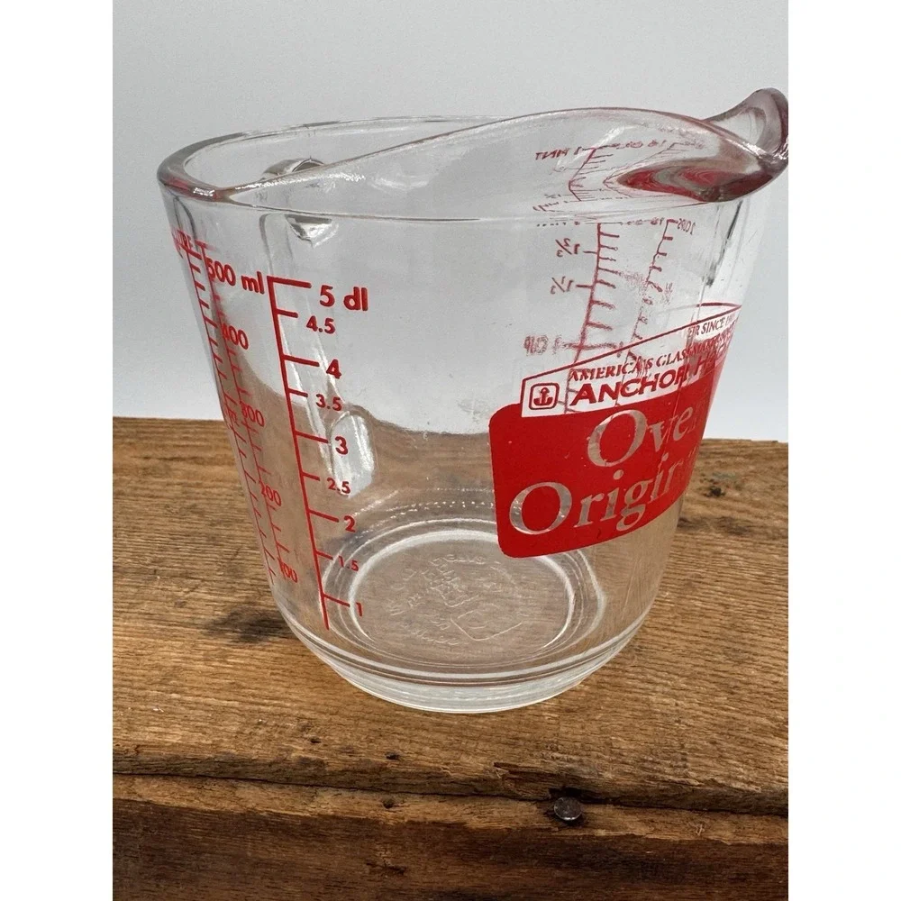 Vintage Anchor Hocking 2-Cup Glass Measuring Cup #498 Oven‎ Originals D Handle